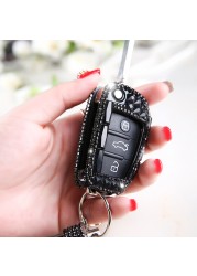 Luxury Diamond Crystal Styling Car Key Case Cover For Audi A1 A3 A4 A5 Q7 A6 C5 C6 Auto Remote Control Holder Shell Keychain Accessories