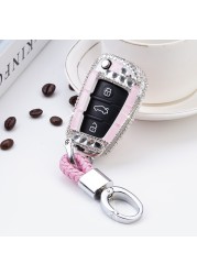 Luxury Diamond Crystal Styling Car Key Case Cover For Audi A1 A3 A4 A5 Q7 A6 C5 C6 Auto Remote Control Holder Shell Keychain Accessories