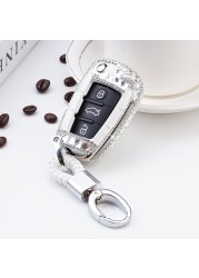 Luxury Diamond Crystal Styling Car Key Case Cover For Audi A1 A3 A4 A5 Q7 A6 C5 C6 Auto Remote Control Holder Shell Keychain Accessories