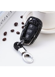 Luxury Diamond Crystal Styling Car Key Case Cover For Audi A1 A3 A4 A5 Q7 A6 C5 C6 Auto Remote Control Holder Shell Keychain Accessories