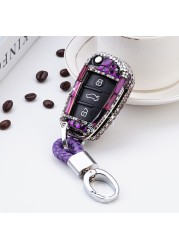 Luxury Diamond Crystal Styling Car Key Case Cover For Audi A1 A3 A4 A5 Q7 A6 C5 C6 Auto Remote Control Holder Shell Keychain Accessories