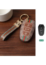 Luxury Car Key Case Leather Fob Protector Keychain for Citroen C-Quatre C3xr C5x C4lc C5 Aircross C6 Accessories Keyring