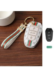 Luxury Car Key Case Leather Fob Protector Keychain for Citroen C-Quatre C3xr C5x C4lc C5 Aircross C6 Accessories Keyring