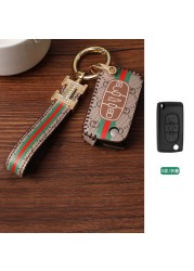 Luxury Car Key Case Leather Fob Protector Keychain for Citroen C-Quatre C3xr C5x C4lc C5 Aircross C6 Accessories Keyring