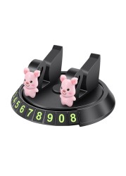 G99F 360 Degree Rotation Car Phone Holder Navigation With Hidden Parking Number Plate Cartoon Cute Doll Ornament Phone Bracket