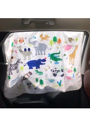 Cartoon Car Side Window Solarium Kids Early Learning Animal and Fruit Pattern Child Cognitive Windshield Sunshade Window Cover