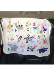 Cartoon Car Side Window Solarium Kids Early Learning Animal and Fruit Pattern Child Cognitive Windshield Sunshade Window Cover