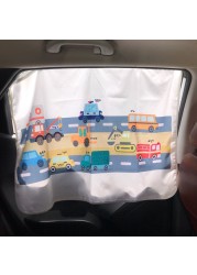 Cartoon Car Side Window Solarium Kids Early Learning Animal and Fruit Pattern Child Cognitive Windshield Sunshade Window Cover