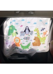 Cartoon Car Side Window Solarium Kids Early Learning Animal and Fruit Pattern Child Cognitive Windshield Sunshade Window Cover