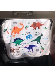 Cartoon Car Side Window Solarium Kids Early Learning Animal and Fruit Pattern Child Cognitive Windshield Sunshade Window Cover