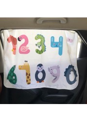 Cartoon Car Side Window Solarium Kids Early Learning Animal and Fruit Pattern Child Cognitive Windshield Sunshade Window Cover