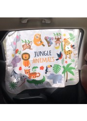 Cartoon Car Side Window Solarium Kids Early Learning Animal and Fruit Pattern Child Cognitive Windshield Sunshade Window Cover