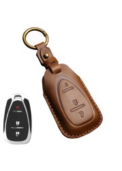 Luxury Leather Car Key Case Cover Fob Protector Keychain Holder For Chevy Chevrolet 2021 JM Trax Crvalier Cruze Malibu Keyring