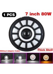 45W/60W/75W/80W/90W Car Led 7 Inch Car Accessories Angel Eyes H4 Led Headlight For Lada Niva 4X4 Uaz Hunter Hummer