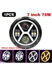 45W/60W/75W/80W/90W Car Led 7 Inch Car Accessories Angel Eyes H4 Led Headlight For Lada Niva 4X4 Uaz Hunter Hummer