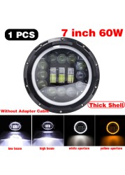 1pcs Running Light 45W/60W/75W/80W/90W Car Led 7 Inch Car Accessories Angel Eyes H4 Headlight For Lada Niva 4X4 Uaz Hunter Hummer