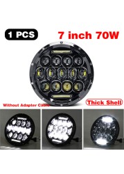 1pcs Running Light 45W/60W/75W/80W/90W Car Led 7 Inch Car Accessories Angel Eyes H4 Headlight For Lada Niva 4X4 Uaz Hunter Hummer