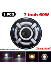 1pcs Running Light 45W/60W/75W/80W/90W Car Led 7 Inch Car Accessories Angel Eyes H4 Headlight For Lada Niva 4X4 Uaz Hunter Hummer