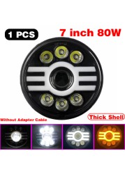 1pcs Running Light 45W/60W/75W/80W/90W Car Led 7 Inch Car Accessories Angel Eyes H4 Headlight For Lada Niva 4X4 Uaz Hunter Hummer