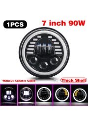 1pcs Running Light 45W/60W/75W/80W/90W Car Led 7 Inch Car Accessories Angel Eyes H4 Headlight For Lada Niva 4X4 Uaz Hunter Hummer