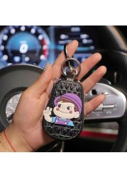 Genuine Leather Car Key Case Mini Car Key Cover Cute Keychain Storage Bag Purse Key Chain Pendant Girl Gift Car Accessories