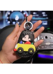 Genuine Leather Car Key Case Mini Car Key Cover Cute Keychain Storage Bag Purse Key Chain Pendant Girl Gift Car Accessories