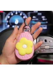 Genuine Leather Car Key Case Mini Car Key Cover Cute Keychain Storage Bag Purse Key Chain Pendant Girl Gift Car Accessories