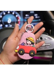 Genuine Leather Car Key Case Mini Car Key Cover Cute Keychain Storage Bag Purse Key Chain Pendant Girl Gift Car Accessories