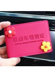 Ultra-thin car driver's license case leather motor car driver's license mini credit card document holder protective cover lady