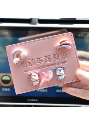 Cute Short Ultra-thin Leather Wallet Zero Small Hand Wallet Lady Credit Card Holder Driver's License Cover Business Card Holder