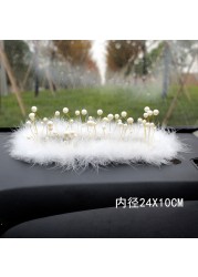 High-grade pearl feather car anti-slip mat dashboard mat perfume seat cushion mobile phone storage mat interior accessories