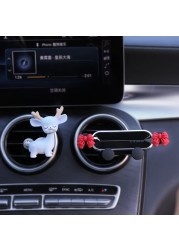 Cute Universal Car Phone Holder Air Conditioning Air Outlet Decoration Air Freshener Car Perfume Ladies Auto Interior Accessories