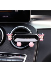 Cute Universal Car Phone Holder Air Conditioning Air Outlet Decoration Air Freshener Car Perfume Ladies Auto Interior Accessories