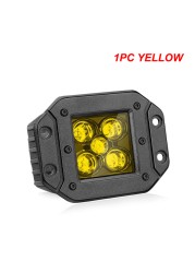 Luyoo 5 Inch White Yellow Flush Mount Led Pods Work Light Bar For Offroad Truck Atv 4x4 Boat Car Spot 3000k 6000K LED Fog Lights