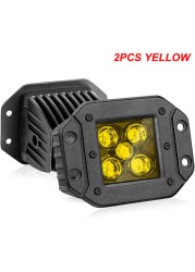 Luyoo 5 Inch White Yellow Flush Mount Led Pods Work Light Bar For Offroad Truck Atv 4x4 Boat Car Spot 3000k 6000K LED Fog Lights