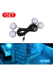 Blallion 4in1 Led Car Interior Light Monochrome USB Foot Ambient Lamp 12V LED Atmosphere Light Blue/Ice Blue/Pink Car Accessories