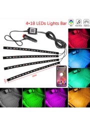 10 in 1 Car Atmosphere Lights USB RGB LED Strip Lights With APP Remote Control Auto Interior Decorative Ambient Dashboard Neon Lamp For Car Accessories