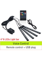 10 in 1 Car Atmosphere Lights USB RGB LED Strip Lights With APP Remote Control Auto Interior Decorative Ambient Dashboard Neon Lamp For Car Accessories