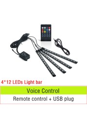 10 in 1 Car Atmosphere Lights USB RGB LED Strip Lights With APP Remote Control Auto Interior Decorative Ambient Dashboard Neon Lamp For Car Accessories