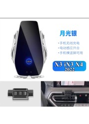 For BMW X3 X4 IX3 2022 Car Phone Holder Air Vent Wireless Charger 360 Rotating Navigation Bracket Support GPS