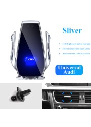 For Audi Q5 2010-2018 Car Cell Phone Holder Air Vent Wireless Charger 360 Rotating Navigation Bracket Support GPS With Logo