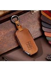 Luxury Car Key Cover Case Genuine Leather Keychain Accessories For Kia Ev6 Seltos K5 Sorento Mq4 7 Button Keyring Holder Shell