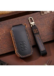 Luxury Car Key Cover Case Genuine Leather Keychain Accessories For Kia Ev6 Seltos K5 Sorento Mq4 7 Button Keyring Holder Shell