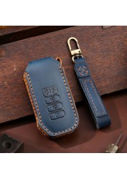 Luxury Car Key Cover Case Genuine Leather Keychain Accessories For Kia Ev6 Seltos K5 Sorento Mq4 7 Button Keyring Holder Shell