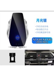 For BMW X3 G01 X4 G02 2018-2021 Car Phone Holder Air Vent Wireless Charger 360 Rotating Navigation Bracket Support GPS