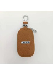 High Quality Leather Car Key Key Holder Bag Key Cover Key Protector With Blue Logo For Haval Car Accessories Black/Brown/Coffee