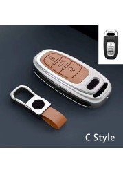 New Fashion Zinc Alloy and Leather Car Key Case Cover for Audi A3 A4 A5 C5 C6 8L 8P B6 B7 B8 C6 RS3 RS6 Q3 Q7 TT 8L 8V S6 S4 S3