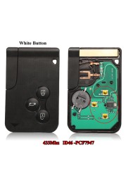 Smart Key Card for Renault Megane II Scenic Grand II 2003-2008 433mhz PCF7947 Chip ID46 3 Button Ultrasonic Remote PCB