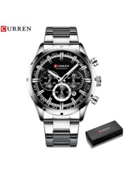 Curren Men's Watch Blue Dial Stainless Steel Band Date Business Men's Watches Waterproof Luxuries Men Wrist Watches for Men