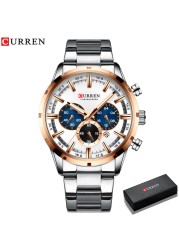 Curren Men's Watch Blue Dial Stainless Steel Band Date Business Men's Watches Waterproof Luxuries Men Wrist Watches for Men